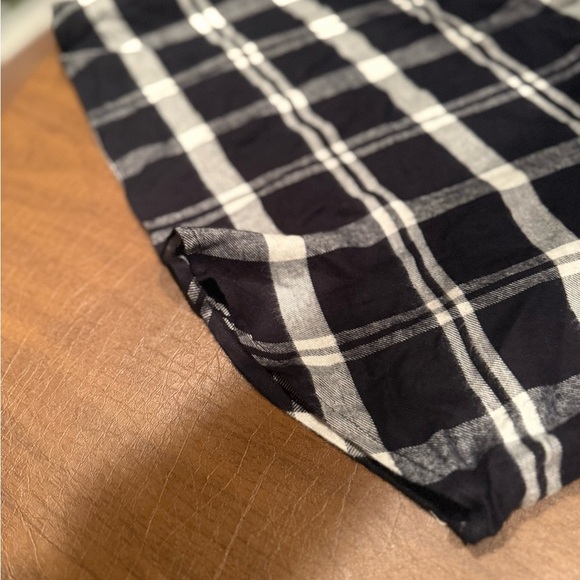 NWT Talbots Black & White Plaid Flannel VNeck Pullover w Balloon Sleeve SZ L - Picture 9 of 16